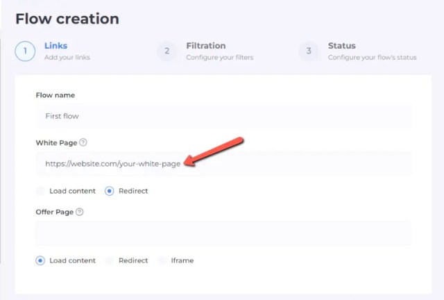 redirect white page on cloaking house